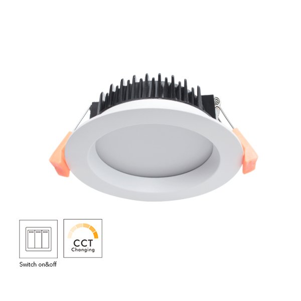 CCT Changeable By Switch Aluminum 9W Dimmable LED Downlight